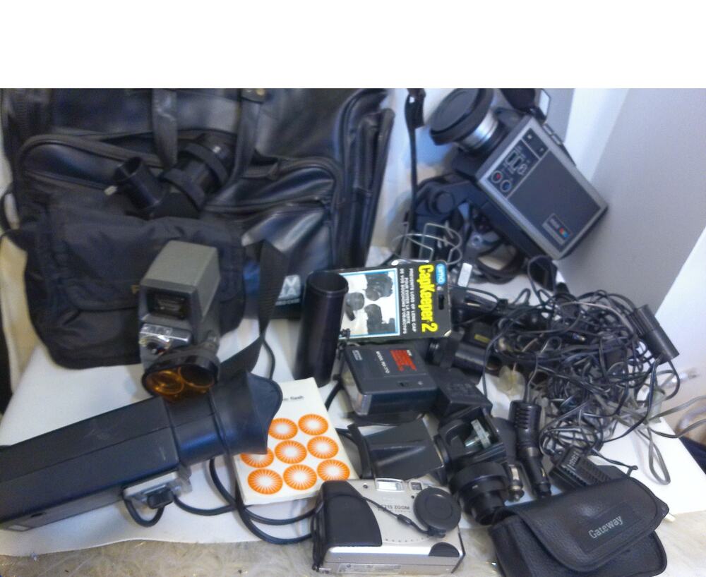 Vintage Tech Prop Large Lot RCA Video Camera Kodak DC215 Bell Howell Parts As Is